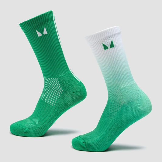 MP Running Socks (2 Pack) - Ombre Zesty Green / Light Lime Stripe