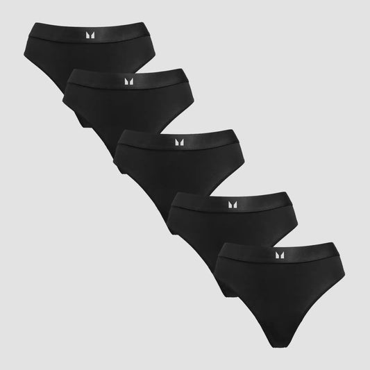 MP Women's Mid Rise Thong (5 Pack) - Black