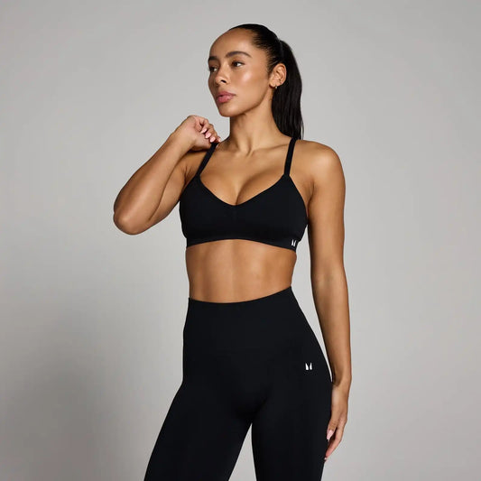 MP Women's Tempo Seamless Ruched Front Sports Bra - Black